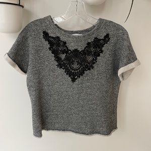 Sandro grey boxy fit short sleeve top size 1